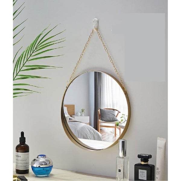 Round Wall Mirror Metal Frame Mirrors Home Decor *Over Stocked* Carousel 1