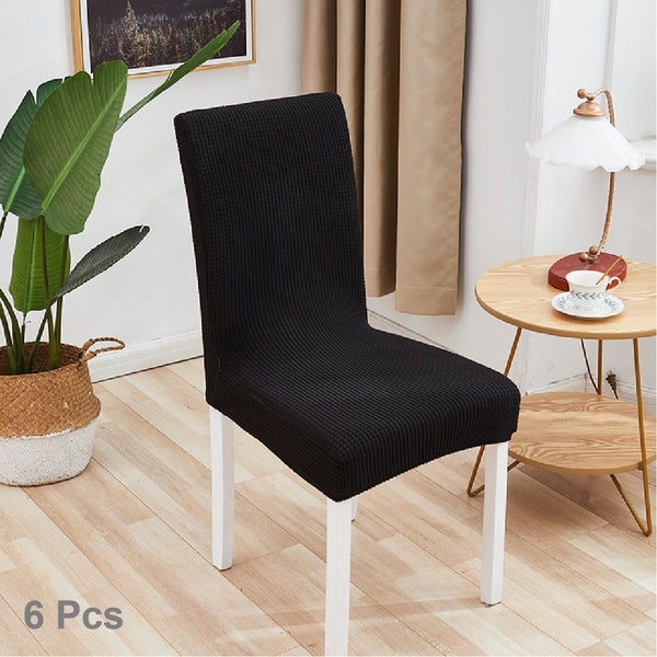 6Pcs Lounge Dining Chairs Covers - Black *Local Clearance* Carousel 1