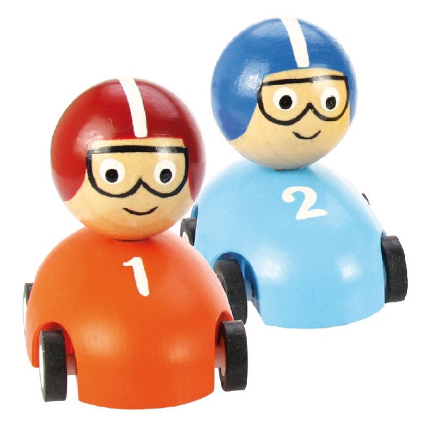 Bigjigs Toys Pull Back Racing Car (Pack of 2 - Orange and Blue) Carousel 1