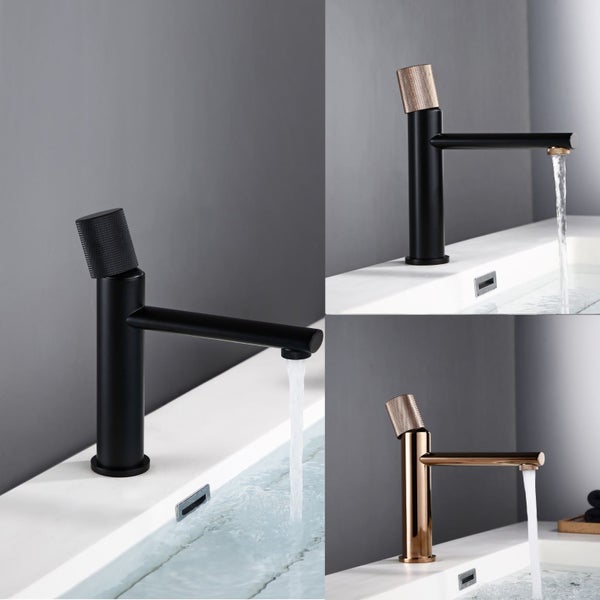 Mixer Taps Faucets Brass Hot and Cold Deck Mount Single Knurled Handle Bathroom Carousel 1