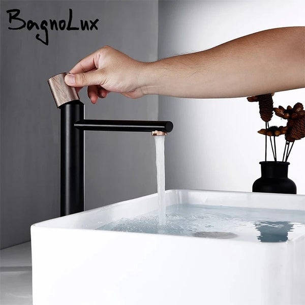 Faucets Brass Hot and Cold Mixer Taps Deck Mount Single Knurled Handle Bathroom Carousel 2