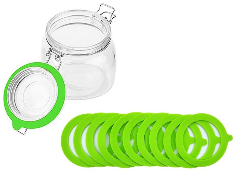 10Pcs Replacement Silicone Gasket Leak Proof Seal Ring for Mason Jar Lids Green Carousel 1
