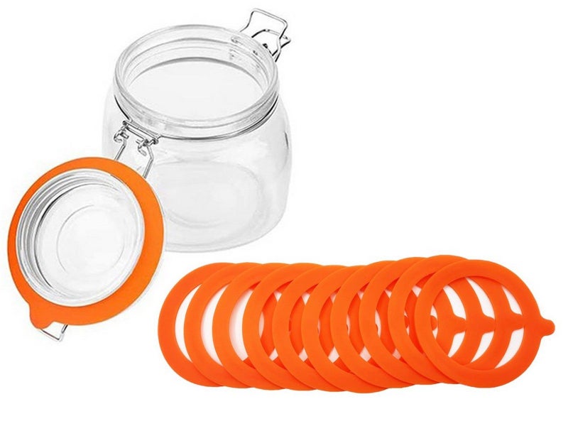 10Pcs Replacement Silicone Gasket Leak Proof Seal Ring for Mason Jar Lids Orange Carousel 1