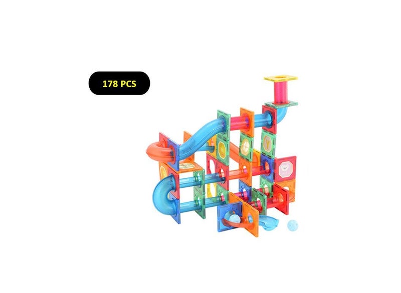 PTN 178pcs Magnetic Tube Tiles Kids Magnet Toys STEM Construction Building Set Carousel 1