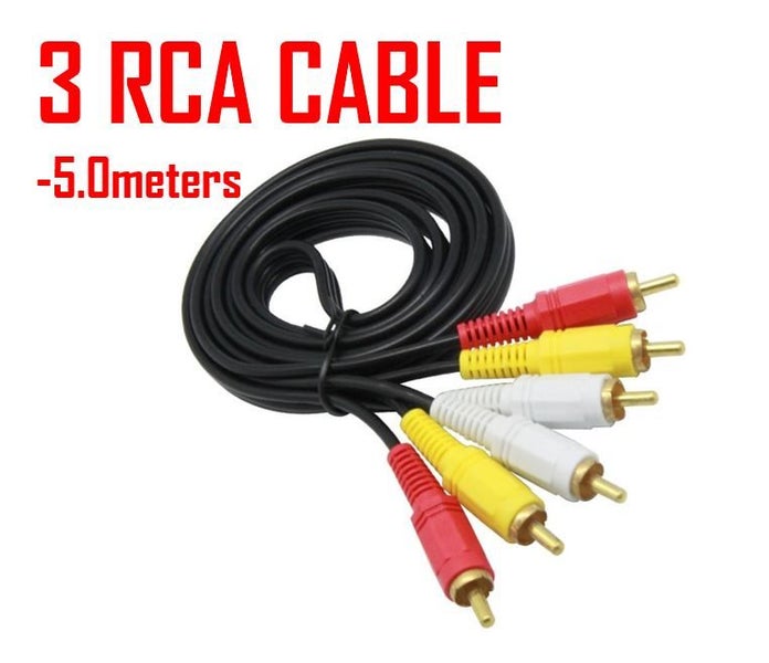 PTN 5m 3 RCA Red White Yellow Composite AV Audio Video Cable Gold Plated Carousel 1