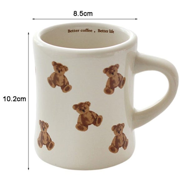 Wudruncy Cute Bear Mug Vintage Creamy Ceramic Coffee Latte Cups Carousel 1