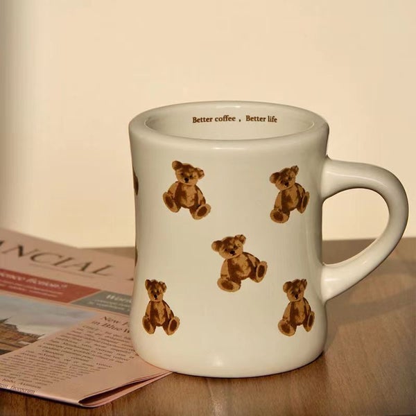 Wudruncy Cute Bear Mug Vintage Creamy Ceramic Coffee Latte Cups Carousel 2