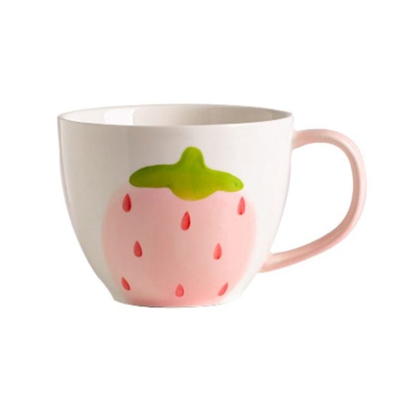 Wudruncy Cute Pink Strawberry Tumbler Cup Ceramic Dessert Cup Girl Carousel 1