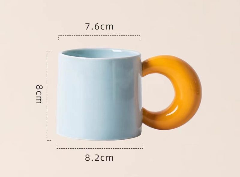 Wudruncy Nordic Contrast Color Curved Moon Cup Coffee Ceramic Mug Carousel 1