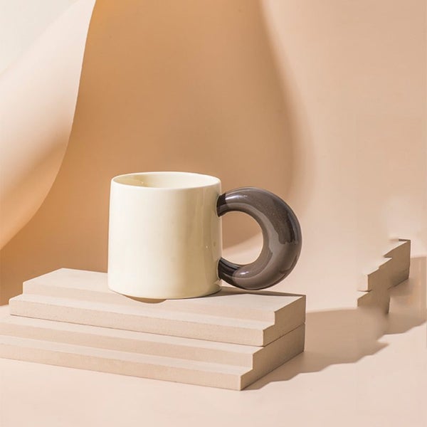 Wudruncy Nordic Contrast Color Curved Moon Cup Coffee Ceramic Mug Carousel 7
