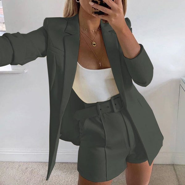 autumn and winter solid color lapel slim office lady cardigan Carousel 1