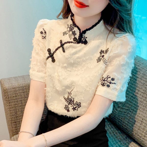 Fashion Chiffon Short Sleeve Women's Blouse and Tops New Elegant Carousel 1