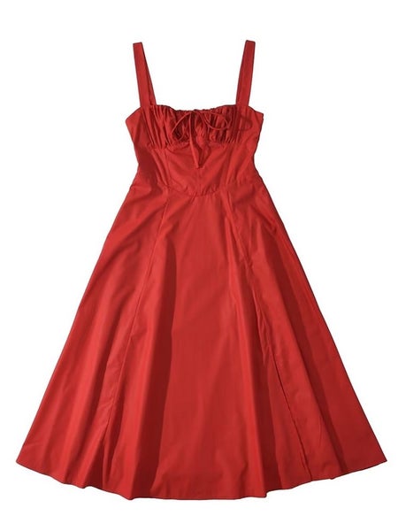 Chu Sau beauty Women Summer Fashion Sweet Bow Tie Midi Dress Cute Carousel 1