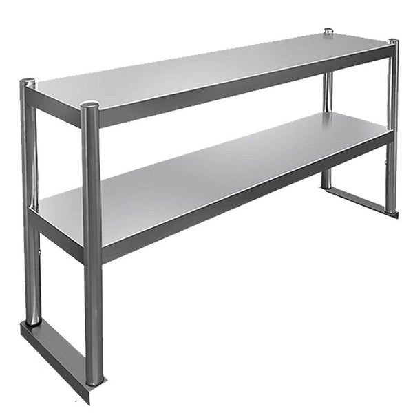 Stainless steel overbench double shelving 1500mm L x 300mm D x 600mm H - 2 tier Carousel 1