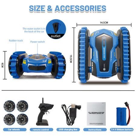 Two-in-one amphibious 7.4V 4WD RC Car for Kids,for 8-12 Years Old Boys Christmas Carousel 14