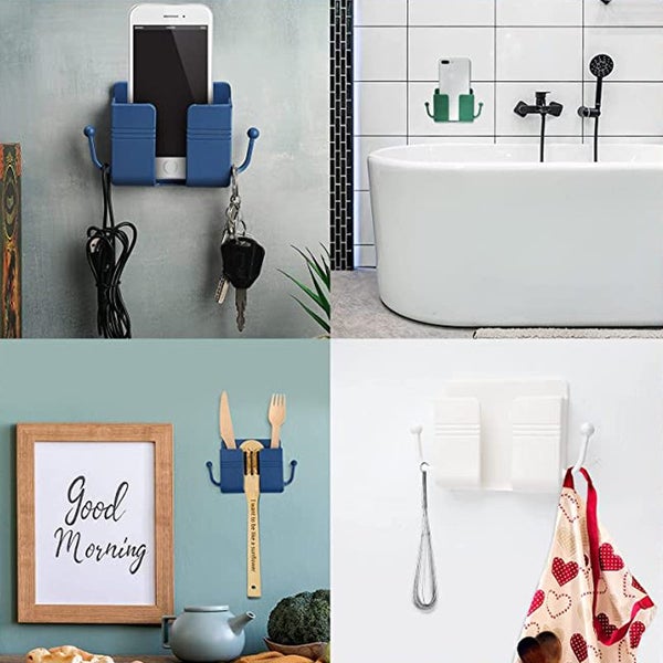 Wall Mounted Phone Holder Controller Storage Box Charger Hook Cable Dock Stand Carousel 7