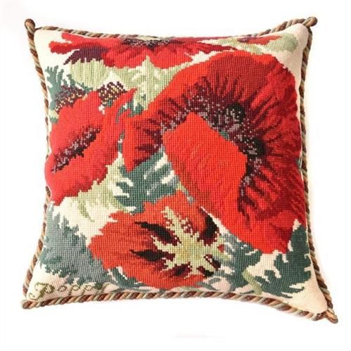Elizabeth Bradley Tapestry Kit - Red Poppy (Cream Background) Carousel 1