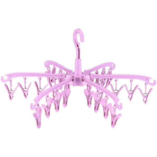 Sock Drying Rack 24 Clips Plastic Laundry Clothes Hanger Rotatable Carousel 1