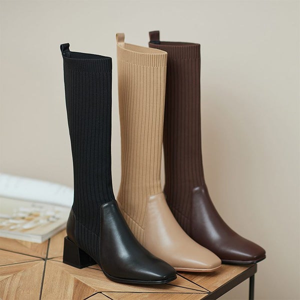 Autumn Winter New Socks Shoes Women Stretch Boots Fashion High Heels Carousel 6