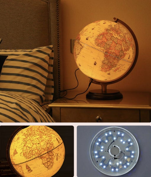 Illuminated Antique World Globe Decor LED Light 25cm Office - Brand New NZ Stock Carousel 2