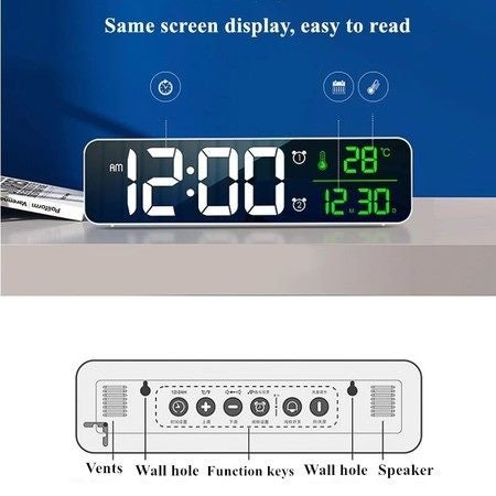 USB Strip Desktop Mirror LED Clock Carousel 6