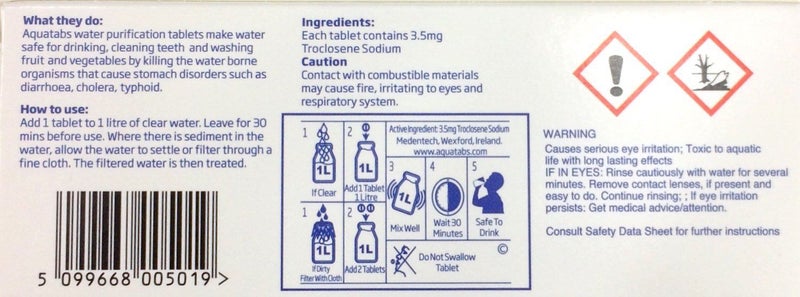 Aquatabs Water Purification 50 Tablets -- ** Pakuranga Pharmacy ** Carousel 2