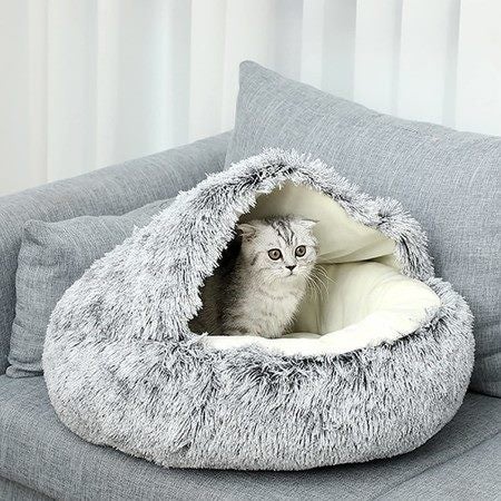 Cat Bed Winter Warm Shell Semi Enclosed Cat Litter Pet Cat Bed Puppy Cat Soft Se Carousel 1