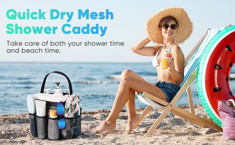 Shower Caddy Storage Mesh Bag Essentials Pocket Camping Beach Carousel 2