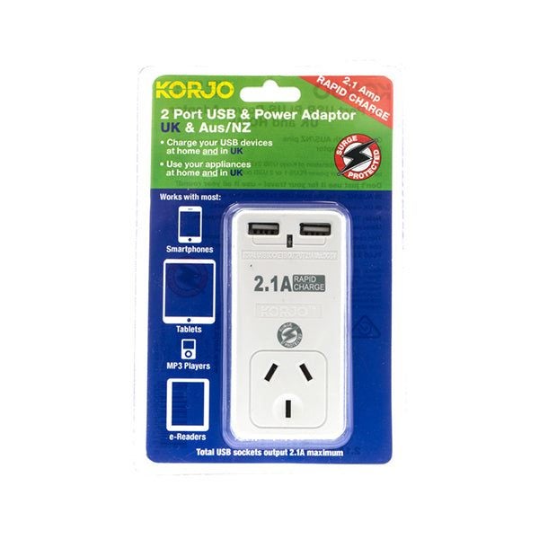 Korjo 2 Port Usb And Power Adaptor United Kingdom And Australia Carousel 1
