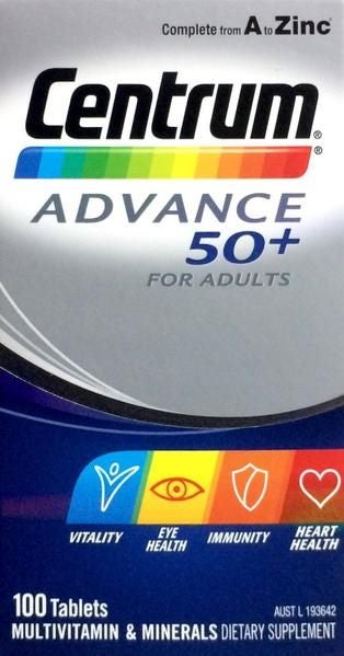 Centrum Advance 50+ Multivitamin 100 tablets **Pakuranga Pharmacy** Carousel 1