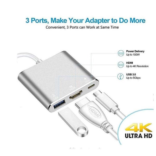 Usb Type C To Hdmi 3 In 1 Converter Adapter 3.1 4K Multiport For Macbook USB Ca Carousel 2