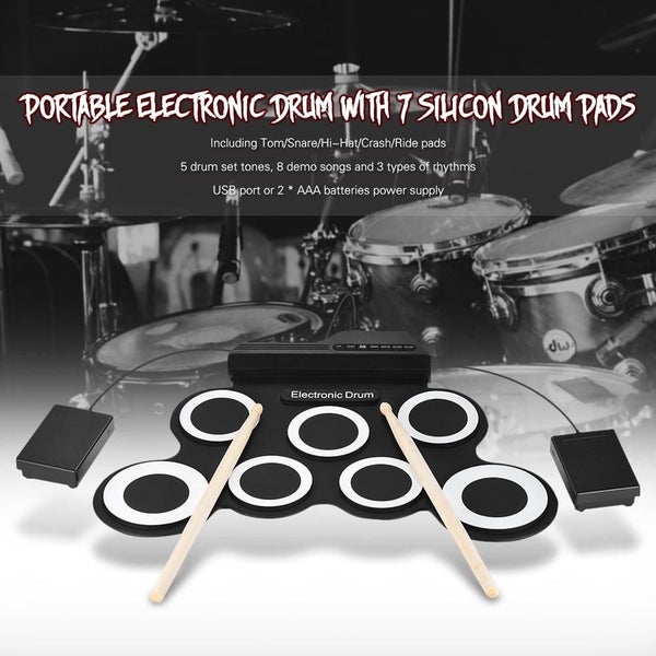 Electronic Digital Drum Kit Usb 7 Pads Roll Up Silicone Set Electronic Drum Kit Carousel 4