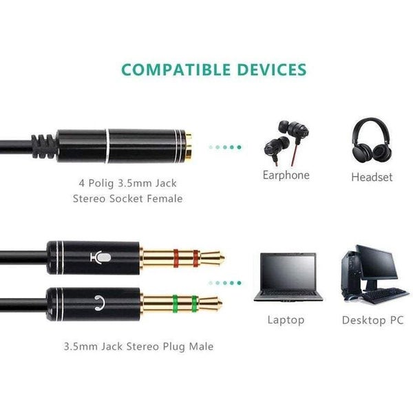 Audio Video Cables 3.5Mm Headphone Microphone Splitter Adapter Cables & Adapter Carousel 2