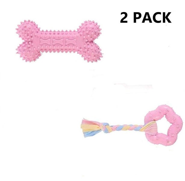 2 Pack| Puppy Teething Toys Cute Dog Chew Toys Dogs Soft Rubber Toys Set Carousel 1