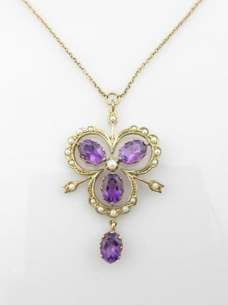Outstanding 9CT Amethyst necklace. Carousel 1