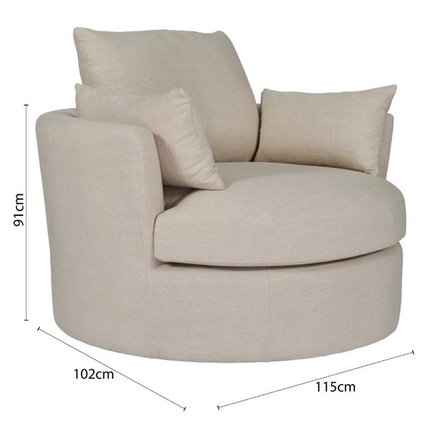 Austin Swivel Linen Snuggle Armchair Beige Carousel 2