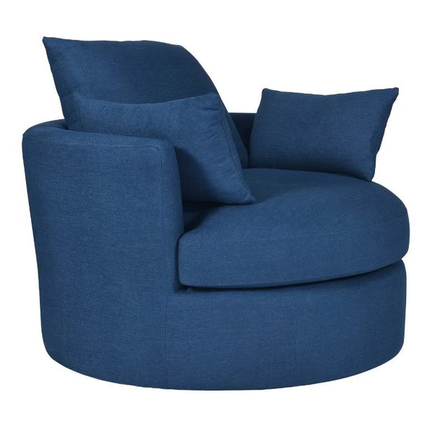 Austin Swivel Linen Snuggle Armchair Navy Carousel 2