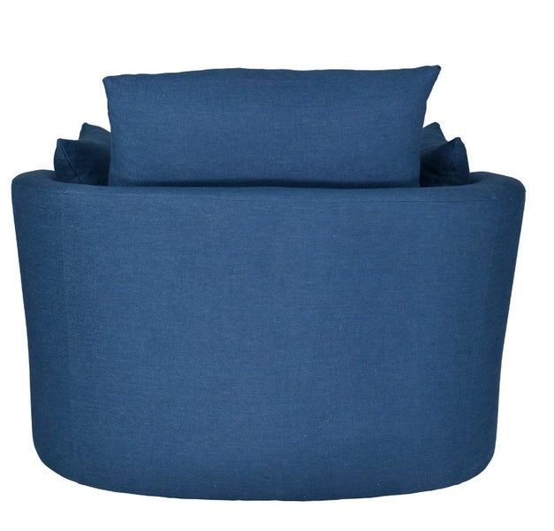 Austin Swivel Linen Snuggle Armchair Navy Carousel 6