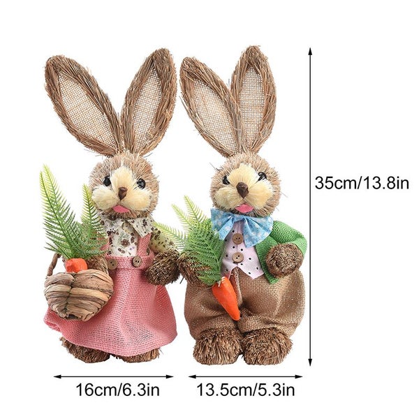 Year Easter Straw Easter Rabbit Decoration with Clothes Happy Easter Carousel 7