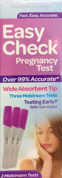 EasyCheck Pregnancy tests 3 Pack Midstream -New Stock **Pakuranga Pharmacy** Carousel 1