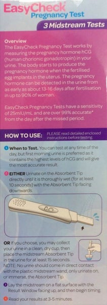 EasyCheck Pregnancy tests 3 Pack Midstream -New Stock **Pakuranga Pharmacy** Carousel 2