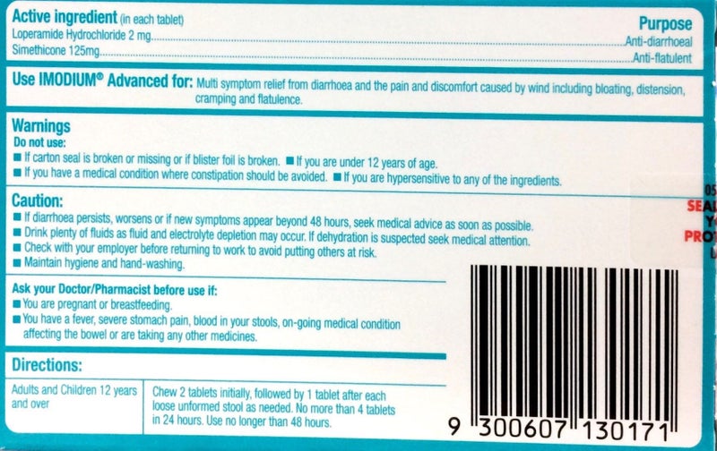 Imodium Advanced 12 Chewable tablets - Pharmacy Medicine Carousel 2
