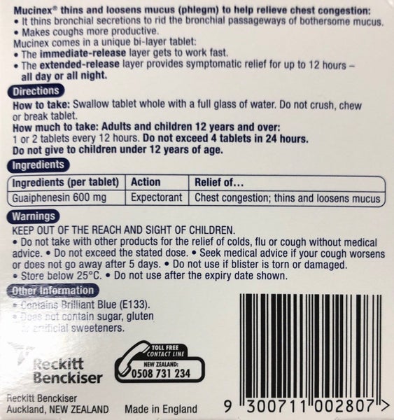 Mucinex Expectorant 12 hour relief 10 tablets Carousel 2