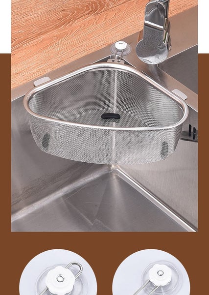 New Stainless Steel Sink Corner Draining Basket Food Waste Drainage Basket Carousel 5