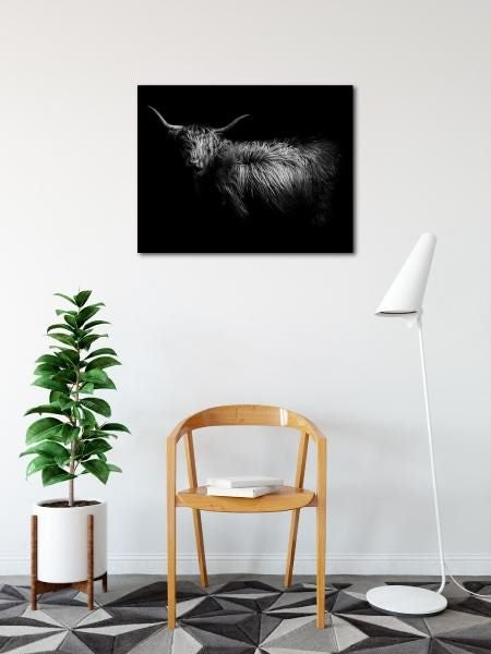 Canvas Print - Monochrome Bovine Side Portrait – 90x70cm Carousel 2