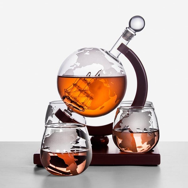 New Globe Sailboat Crystal Glass Whiskey Decanter62970067805057112