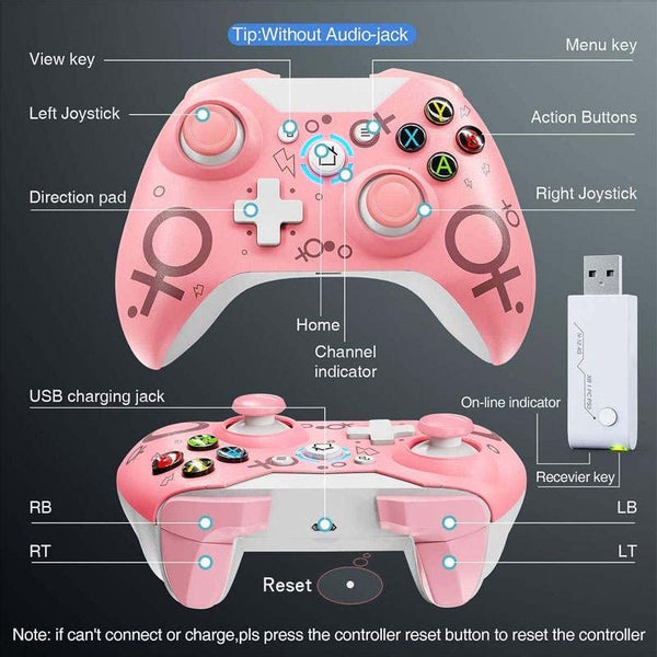 Wireless Controller with 2.4GHZ Adapter for Xbox One PS3 -Blue Carousel 7