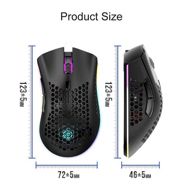 2.4G Wireless Lightweight Gaming Mouse with RGB Backlit Adjustable DPI -Black Carousel 2