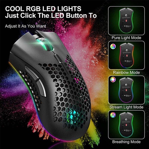 2.4G Wireless Lightweight Gaming Mouse with RGB Backlit Adjustable DPI -Black Carousel 6