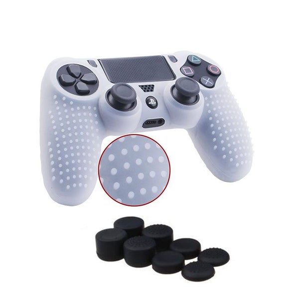 Silicone Cover with 8 Thumb Grips for PS4/slim/Pro Controller -White Carousel 1